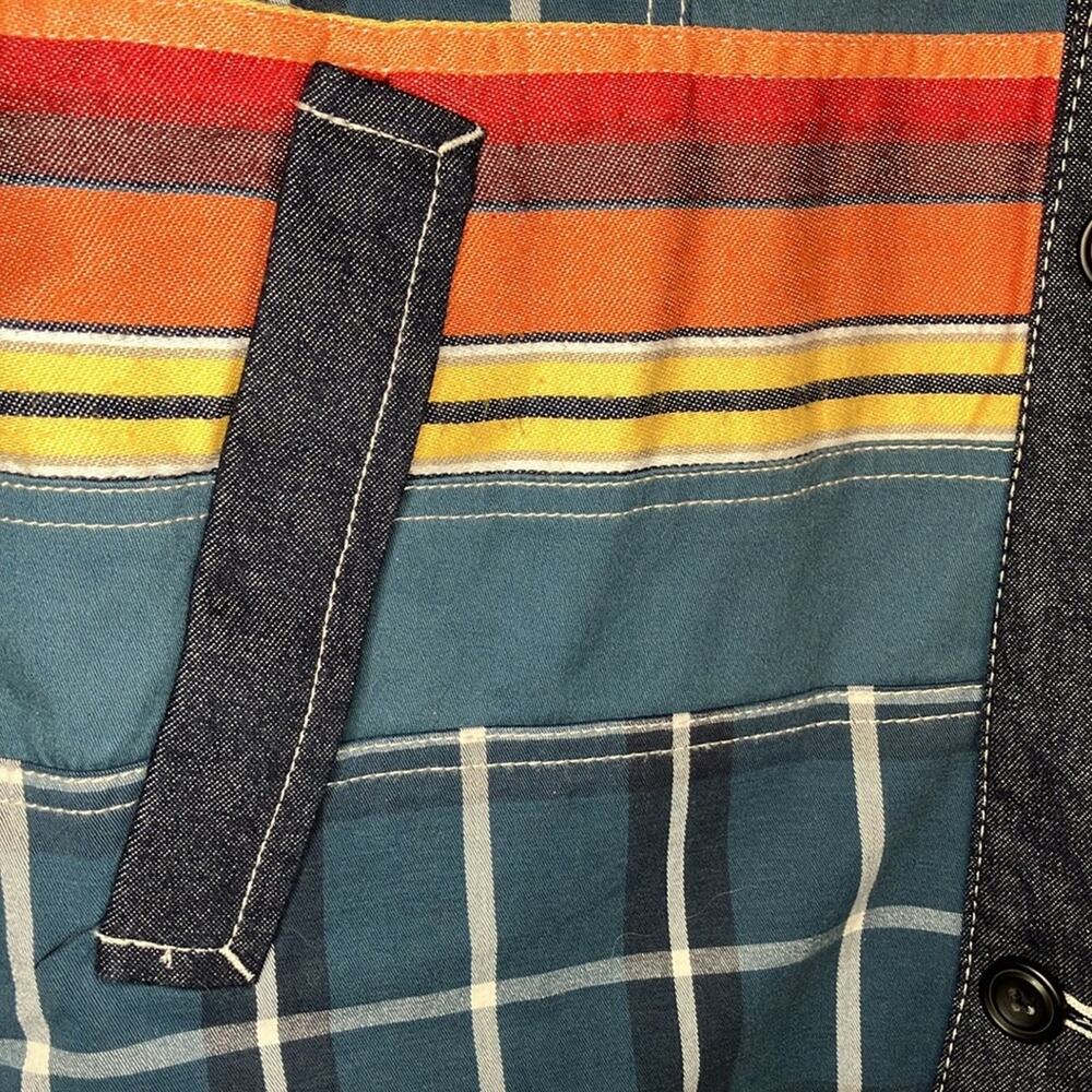 Sun + Stone‎ Southwestern jacket blazer Aztec Tribal Serape Patchwork Denim coat - Picture 4 of 5